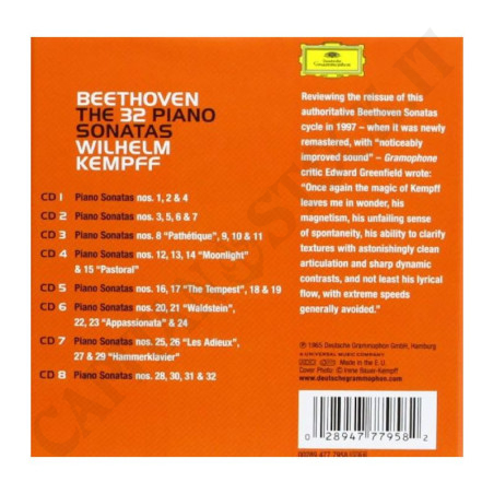 Buy Beethoven Wilhelm Kempff The 32 Piano Sonatas 8 CD at only €69.90 on Capitanstock
