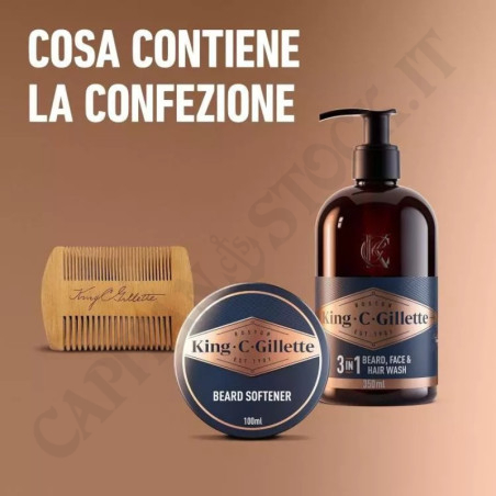 Acquista King C Gillette Pochette - Kit Set Barba Perfetta Uomo a soli 16,89 € su Capitanstock 