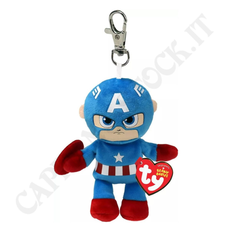 Marvel Beanie Babies TY Capitan America Plush Keychain