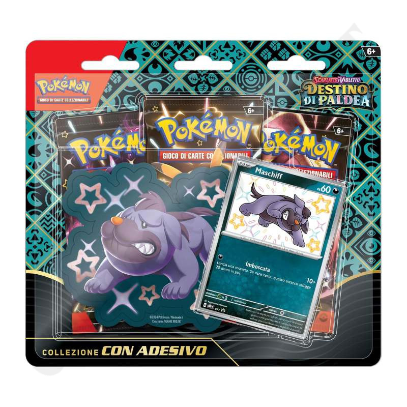 Pokémon Set Collezione con Adesivo Scarlatto E Violetto Destino Di Paldea Maschiff Ps 60 IT - Lievi Imperfezioni