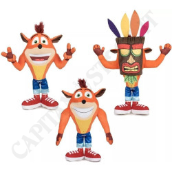 Peluche di Crash Bandicoot in 3 Modalità - Vincitore - Sorridente - Mascherato
