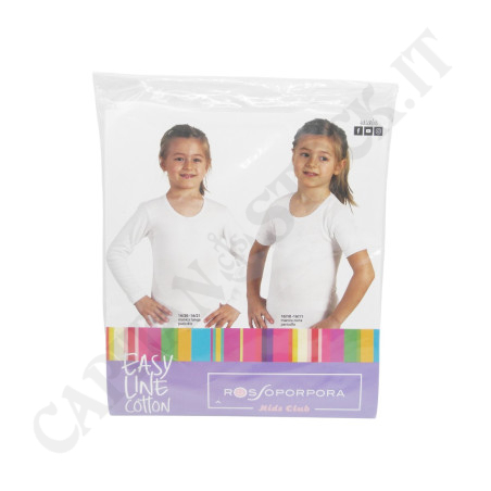 Rossoporpora Girls' Long Sleeve Crew Neck Inner Shirt in White Cotton