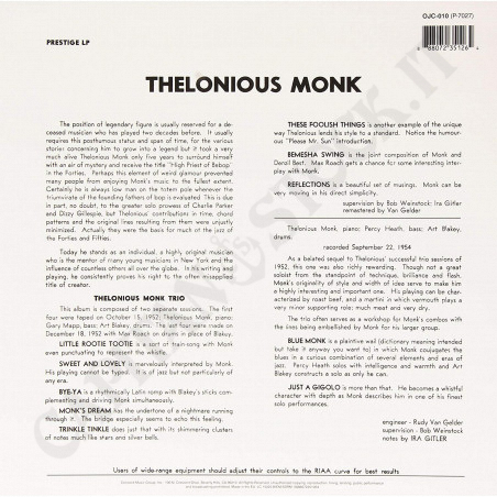 Buy Thelonious Monk - Trio - Prestige LP 7027 - Vinyls at only €17.90 on Capitanstock