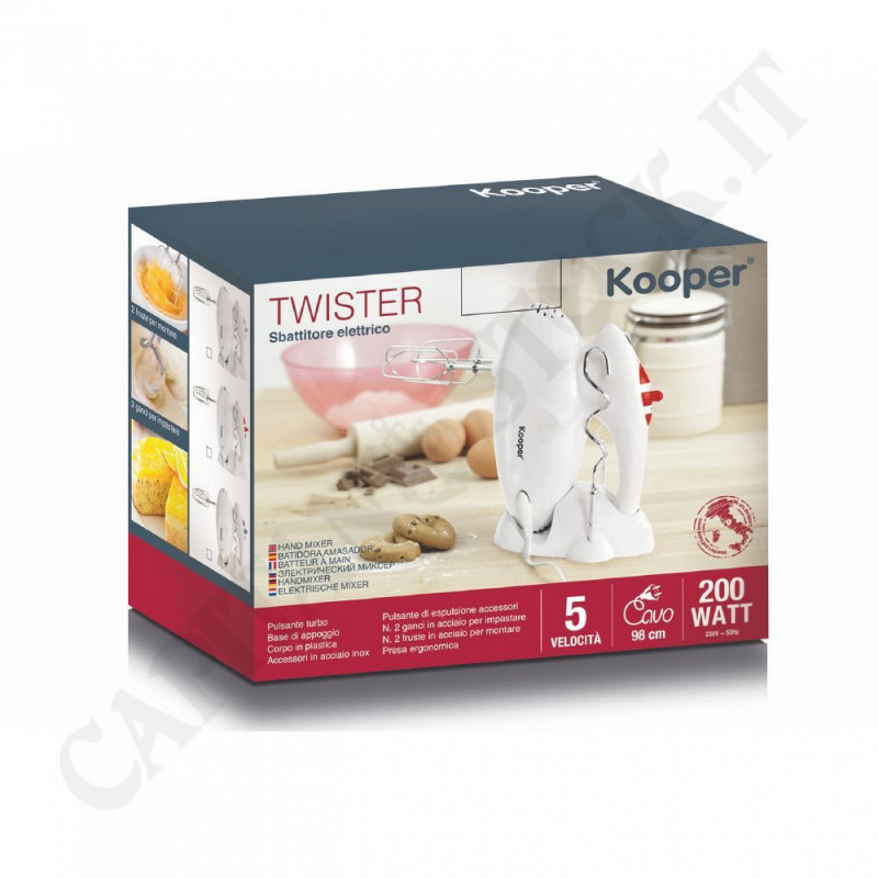 Kooper Sbattitore Elettrico Twister 200W Colore Bianco Con Pulsanti Grigi Kooper Sbattitore Elettrico Twister 200W Colore Bianco Con Pulsanti Grigi