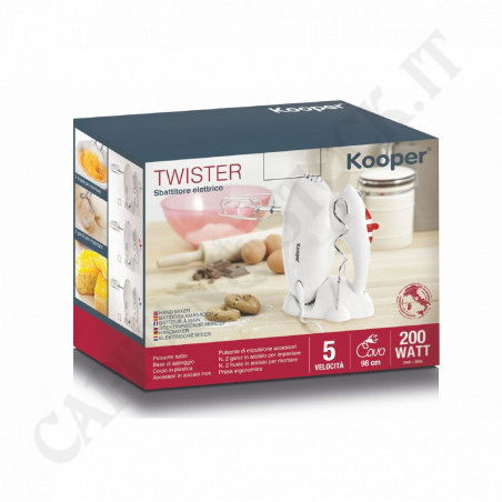 Acquista Kooper - Sbattitore Elettrico Twister 200W Colore Bianco Con Pulsanti Beige a soli 12,71 € su Capitanstock 