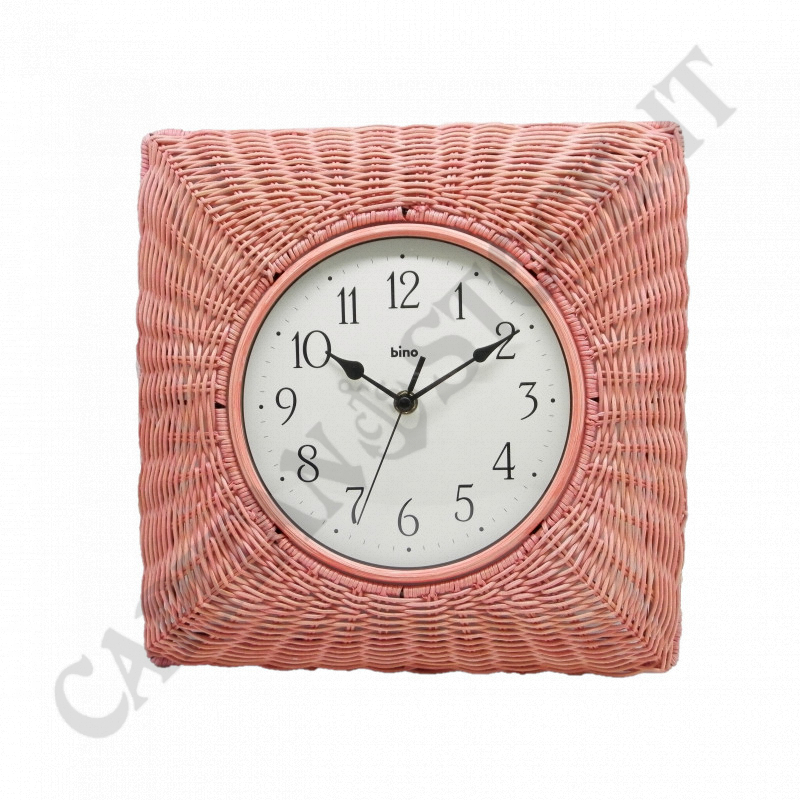 Bino Pink Wicker Wall Clock