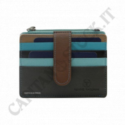 SergioTacchini - Genuine Leather Card and Coin Holder Brown Strap