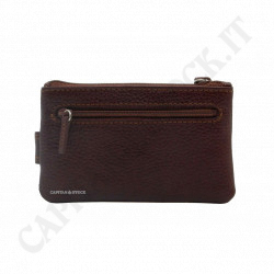 Enrico Coveri - Card and Coin Holder and Key Holder for Men in Barley-colored Genuine Leather