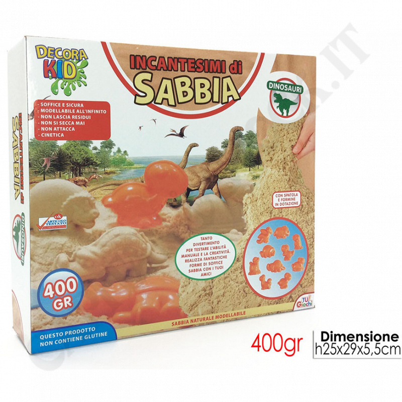 Tu! Giochi - Decora Kid - Incantesimi di Sabbia Glitter Dinosauri - 400 gr 3+